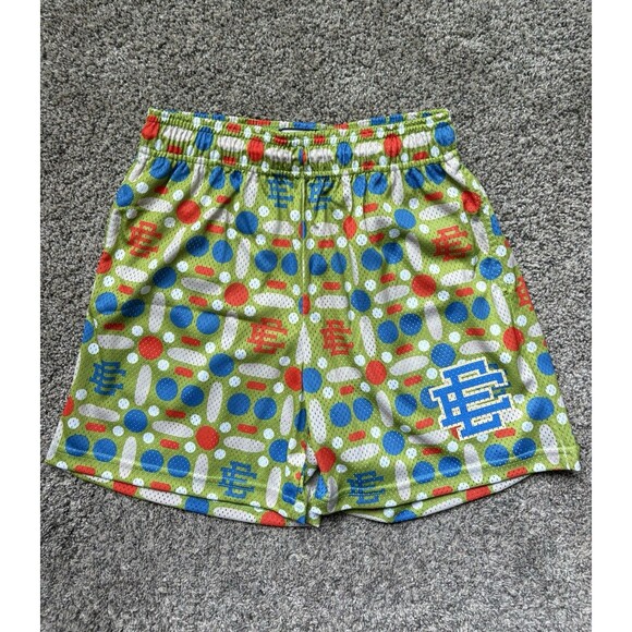 Eric Emanuel Shorts Groovy Pattern Green Green Royal Size Mens Medium - Picture 1 of 13